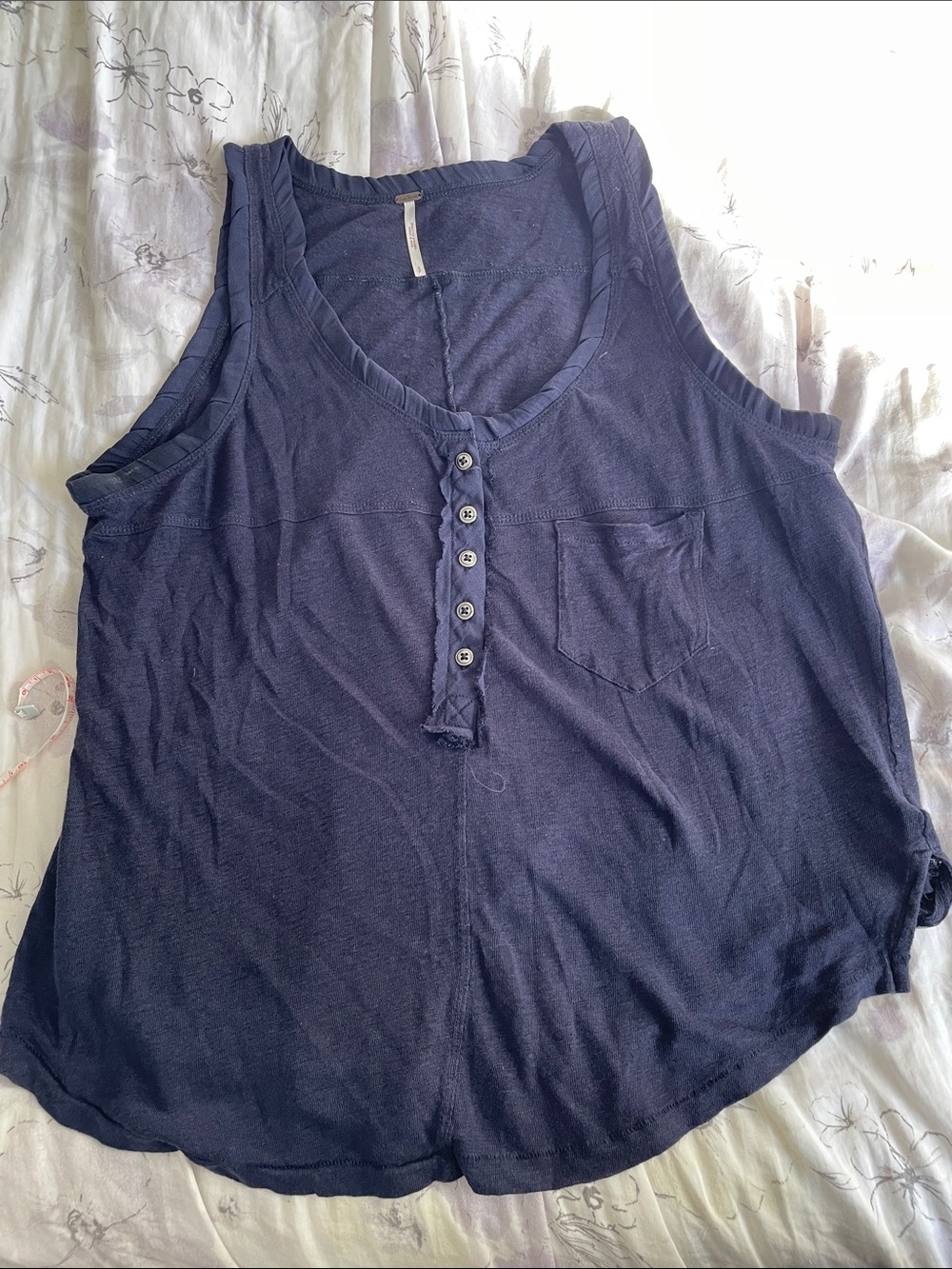 Free People Women’s Navy Button-Front Tank Top